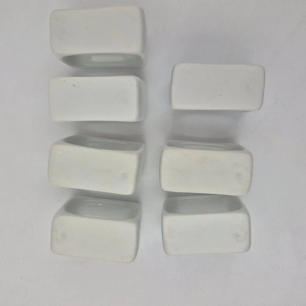 Crown Baccara Napkin Rings Modern Rectangle Porcelain Glossy Finish Set of 7